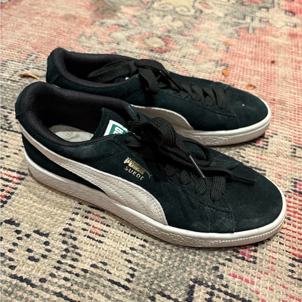 Puma Men's Black and White Suede Sneakers - Picture 1 of 3